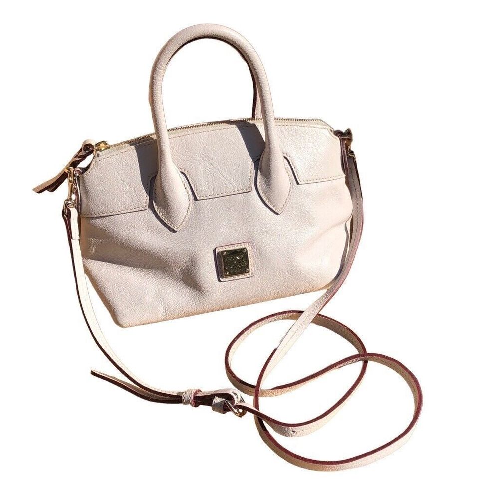 COPY - Dooney & Bourke Pebbled Leather Off White Dome Satchel Purse W/ Crossbod…